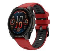 Koelaa 22mm Quick Fit Silicone Watch Strap for Garmin Forerunner 965/955/945/935, Fēnix 8 Pro/8/E 47mm/Tactix 8 47mm/Fēnix 7/Solar/6, Descent G1/G2 - Soft Breathable Double Colour Design - Red + Black