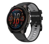 Koelaa 26mm Quick Fit Silicone Watch Strap for Garmin Fēnix 8 51mm/7x/6x/7x Pro/6x Pro/5x/3/3HR, Tactix 8 51mm - Soft Breathable Double Colour Design - Black + Grey