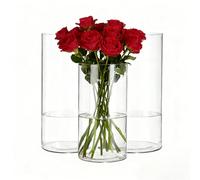 Koelaa 3 Piece Set Transparent Acrylic Flower Vases, Unbreakable, Shatter-Proof Plastic Cylinder Vases for Flower Arrangement, Mother’s Day, Wedding, Living Room Decor(10x30cm and 12x40cm and 15x40cm)