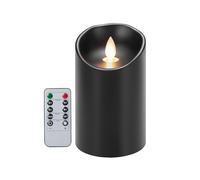Koelaa Flameless Candles, Battery Candles, LED Pillar Candle with Remote, Flickering, Black True Wax Candle with Timing Function for Christmas, Halloween, Festivals Decoration-7.5cm*10cm