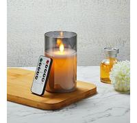 Koelaa LED Candle, Battery Candles, Silver Grey Glass Flameless Candles with Remote, Flickering, True Wax Candle with Timing Function for Christmas, Halloween, Festivals, Weddings Decoration-15cm