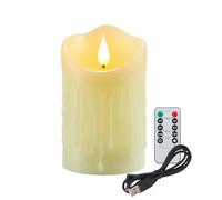 Koelaa LED Candle, Rechargeable Candle, Dripping Wax Flameless Candles, Charging LED Candles with Remote, for Christmas, Festivals Decoration-7.5 * 10cm