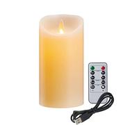 Koelaa LED Candle, Rechargeable LED Candles with Remote and Timer, Flameless, Charging Candle with USB Cable, Battery Candles for Christmas, Halloween, Festivals Decoration-7.5 * 12.5cm