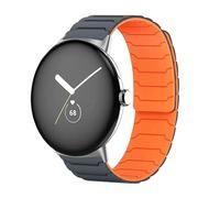 Koelaa Magnetic Silicone Sport Watch Strap Compatible with Google Pixel Watch 4/3 45mm, Soft Breathable Adjustable Replacement Band for Men Women - Grey + Orange