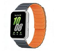 Koelaa Magnetic Silicone Sport Watch Strap Compatible with Samsung Galaxy Fit 3 - Soft Breathable Adjustable Replacement Band, Fitness Tracker Wristband for Men Women - Grey + Orange