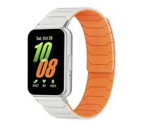 Koelaa Magnetic Silicone Sport Watch Strap Compatible with Samsung Galaxy Fit 3 - Soft Breathable Adjustable Replacement Band, Fitness Tracker Wristband for Men Women - Starlight + Orange