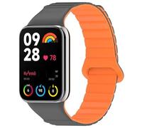Koelaa Magnetic Watch Strap for Xiaomi Band 10 Pro/9 Pro/8 Pro - Replacement Silicone Watch Band with Adjustable Magnetic Closure - Compatible with Redmi Watch 6/5/4 - Gray + Orange