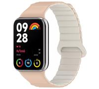 Koelaa Magnetic Watch Strap for Xiaomi Band 10 Pro/9 Pro/8 Pro - Replacement Silicone Watch Band with Adjustable Magnetic Closure - Compatible with Redmi Watch 6/5/4 - Milk Tea Color + Rock White