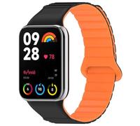 Koelaa Magnetic Watch Strap for Xiaomi Band 9 Pro/8 Pro - Replacement Silicone Watch Band with Adjustable Magnetic Closure - Compatible with Redmi Watch 6/5/4 - Black + Orange