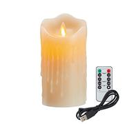Koelaa Rechargeable Candles, LED Candle Flickering, Flameless Candles with Remote, Charging Candle with USB Cable, for Christmas, Halloween, Festivals Decoration-7.5 * 15cm