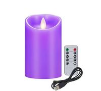 Koelaa Rechargeable LED Candle, Purple, Modern, Wax, 7.5cm*10cm, True Wax Flameless Candle with Remote Control and Timer, Safe, Eco-friendly, Perfect for Home Decoration
