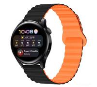 Koelaa Silicone Magnetic Watch Bands for Garmin Approach S50/Venu/Venu Sq 2/2 Plus/Venu Sq Music/Vivoactive 5/3, 20mm Replacement Straps, Adjustable Silicone with Magnetic Straps-Black+Orange