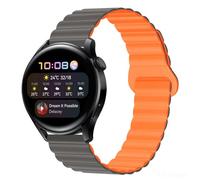 Koelaa Silicone Magnetic Watch Bands for Garmin Forerunner 265/255/255 Music/965/Vivoactive 4/Venu 2, 22mm Replacement Straps, Adjustable Silicone with Magnetic Straps-Gray+Orange
