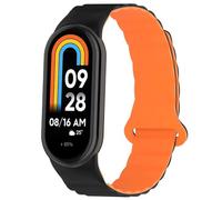 Koelaa Silicone Magnetic Watch Straps for Xiaomi Mi Band 9/Xiaomi Smart Band 8, Adjustable Silicone with Magnetic Replacement Straps for Women Men-Black+Orange