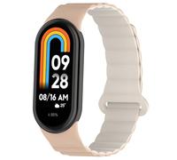 Koelaa Silicone Magnetic Watch Straps for Xiaomi Mi Band 9/Xiaomi Smart Band 9/Xiaomi Mi Band 8/Xiaomi Smart Band 8, Adjustable Silicone with Magnetic Replacement Straps for Women Men-Khaki+Gray