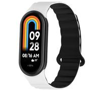 Koelaa Silicone Magnetic Watch Straps for Xiaomi Smart Band 10/ Mi Band 9/8, Adjustable Silicone with Magnetic Replacement Straps for Women Men - White + Black