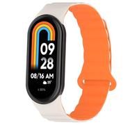 Koelaa Silicone Magnetic Watch Straps for Xiaomi Smart Band 10/ Mi Band 9/8, Adjustable Silicone with Magnetic Replacement Straps for Women Men - Starlight + Orange