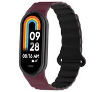 Koelaa Silicone Magnetic Watch Straps for Xiaomi Smart Band 10/ Mi Band 9/8, Adjustable Silicone with Magnetic Replacement Straps for Women Men - Claret + Black
