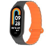Koelaa Silicone Magnetic Watch Straps for Xiaomi Smart Band 10/ Mi Band 9/8, Adjustable Silicone with Magnetic Replacement Straps for Women Men - Orange + Gray