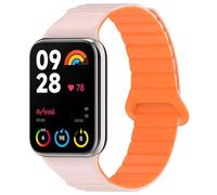Koelaa Silicone Magnetic Watch Straps for Xiaomi Smart Band 9 Pro/Xiaomi Smart Band 8 Pro/Redmi Watch 5/4, Adjustable Silicone with Magnetic Replacement Straps for Women Men-Pink+Orange