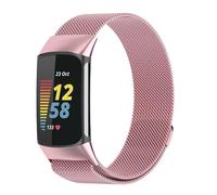 Koelaa Straps Compatible with Fitbit Charge 6/Charge 5, Adjustable Stainless Steel with Magnetic Replacement Straps for Women Men-Pink
