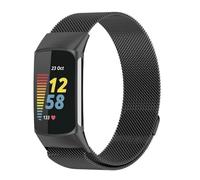 Koelaa Straps Compatible with Fitbit Charge 6/Charge 5, Adjustable Stainless Steel with Magnetic Replacement Straps for Women Men-Black
