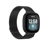 Koelaa Straps Compatible with Fitbit Versa 3/Versa 4/Sense 2/Sense, Adjustable Stainless Steel with Magnetic Replacement Straps for Women Men-Black