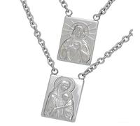 Koelcthy Scapulars Catholic Necklace, Stainless Steel, Women's Scapular Necklace - Scapular Design, Simple Versatile with Delicate Engraved Pendant and Anti Tangle Chain