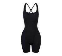 KOEMCY Jumpsuit for Women Sexy Backless Unitards One Piece Seamless Sling Playsuit Ribbed Sleeveless Slim Fit Rompers (Black,S)