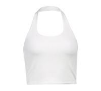 KOEMCY Sleeveless Crop Top for Women - Halter Neck, Sexy Backless, Going Out Tank Top (White, L)