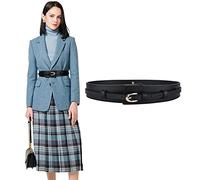 KOEMCY Wide Belts for Women Leather Waist Belt Ladies Cinch Belt Double Layer Leather Belt for Dress Waist Tunic Seal (Black)