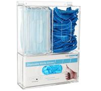 KOEMEHR Glove Box Holder Acrylic Disposable Mask and Gloves Dispenser Wall Mounted Hairnet Dispenser Shoe Cover Holder with Lid for Food Service, Lab, Medical Office, Transparent