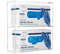 KOEMEHR Glove Box Holder Disposable Glove Dispenser Wall Mounted, Acrylic Double Gloves Storage Box for Medical, Latex, Nitrile, Exam, Disposable Gloves, Tissues Box Cover Holder, Transparent
