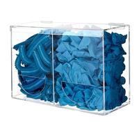 KOEMEHR Glove Dispenser Wall Mounted - 2 Compartment Transparent Acrylic Box with Lid, Disposable Glove Holder, Hair Nets & Shoe Cover Dispenser, Storage Organiser for Coffee Pods & Dishwasher Tablets