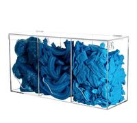 KOEMEHR Glove Dispenser Wall Mounted - 3 Compartment Disposable Glove Holder with Lid, Hair Nets and Shoe Cover Dispenser, Transparent Acrylic Glove Storage Box for Coffee Pods & Dishwasher Tablets