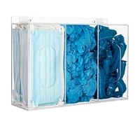 KOEMEHR Hair Nets and Shoe Cover Dispenser Triple Face Mask Plastic Glove Dispenser Holder with Lid Wall Mount Acrylic Clear Storage Box Containers for Disposable Hairnet, Transparent
