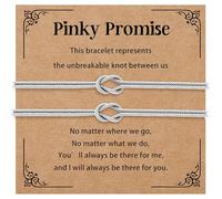 Koemore Pinky Promise 2PCS Knot Bracelet Gift For Women Sister Valentine's Birthday Gift Infinity Knot Jewellery Adjustable Chain (Pinky Promise)