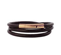 König Design Leather Necklace Leather Bracelet 4 mm - 6 mm Men's Necklace Brown/Black 17-100 cm Long with Lever Press Clasp Rose Gold Round, Leather
