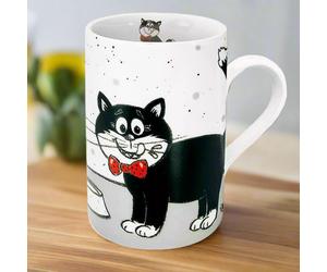 Könitz Carlo the Cat Mug 310ml Fine China Coffee Tea Cup Cute Black Cat Design