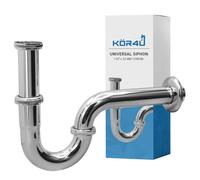 kör4u Pipe Odour Trap Siphon for Sink 1 1/4 Inch x 32 mm Chrome Immersion Pipe Individually Adjustable Drain Fitting