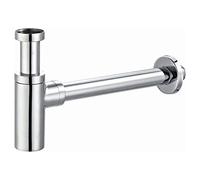 kör4u Premium Design Siphon Round Chrome Universal 1 1/4 Inch x 32 mm Includes Seals Cup Odour Trap Pipe Odour Trap Syphon for Bathroom Sink Long Drain Pipe