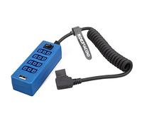 KOERTACOO D-TAP Male to 4-Port D-Tap Female Power Cable Splitter Adapter for V-Mount Battery.with Power Switch/USB Port.