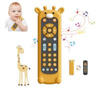 KOESMG Baby TV Remote Control Toy with Soft Silicone Teether Cute Cover, Musical Realistic Play Remote Toy with Light and Sound, 3 Language Educational Learning Toy for 6M+ Boy and Girls