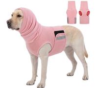 KOESON Breathable Dog Thunder Jacket Anxiety Calming Vest with Head Wrap, Adjustable Anxiety Relief Vest for Medium & Large Dogs, Dog Calming Hoodie for Thunder, Fireworks, Separation, Pink L