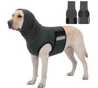 KOESON Breathable Dog Thunder Jacket Anxiety Calming Vest with Head Wrap, Adjustable Anxiety Relief Vest for Medium & Large Dogs, Dog Calming Hoodie for Thunder, Fireworks, Separation, Grey L