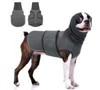 KOESON Dog Anxiety Relief Vest with Ear Cover, Soft & Breathable Dog Thunder Jacket for Thunderstorm, Fireworks, Travel, Separation, Reflective Calming Hoodie for Small Dogs, Grey S