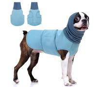 KOESON Dog Calming Hoodie, Pet Thunder Jacket with Ear Wrap, Breathable Dog Anti-Anxiety Vest for Thunder, Fireworks, Travel, Separation, Comfort Pet Anxiety Relief Wrap, LightBlue S