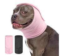 KOESON Dog Calming Hoodie, Soft No Shake Ear Wraps for Dogs, Anxiety Relief & Noise Protection Dog Ear Cover, Adjustable Neck and Head Muffs for Dogs for Firework, Grooming, Thunderstorms, Pink XL