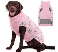KOESON Large Dog Sweater, Warm Fall Winter Sweater for Labrador, Pink 2XL | Turtleneck XXL Dog Knit Sweater for Large Dogs Female Male, Thanksgiving Dog Sweater for Doberman, German Shepherd