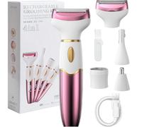 Koeutoze 4-in-1 Electric Women's Shaver with Digital Display, IPX7 Waterproof, Facial Hair Remover for Women, Intimate Shaver for Face, Intimate Area, Armpits, Legs, USB Charging